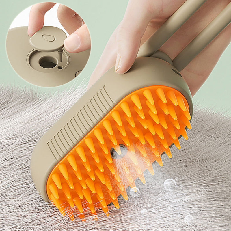 Steam Pet Grooming Brush with Spray Function – Anti-Static & Deodorizing Cat & Dog Hair Brush for Shedding, Knot Removal, and Massage – USB Rechargeable & 360° Rotating Handle