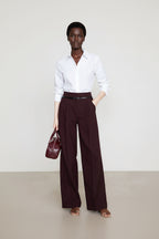 High-waisted Straight-leg Draping Suit Pants For Women