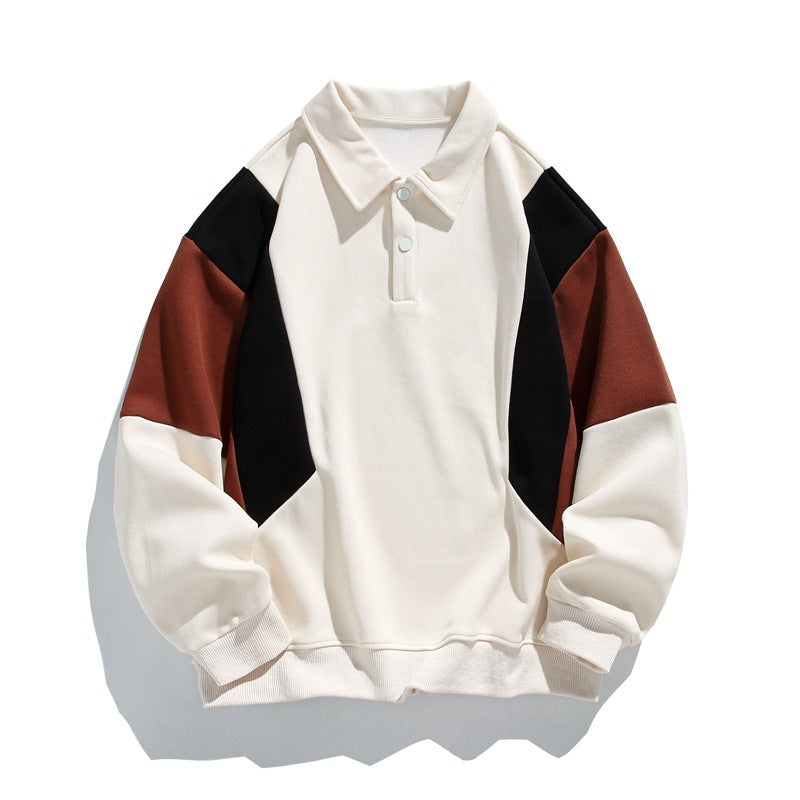 Men’s Striped Loose Fit Sweater – Casual Long Sleeve Polyester Pullover for Everyday Wear