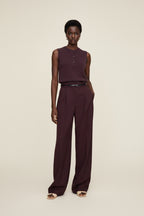 High-waisted Straight-leg Draping Suit Pants For Women
