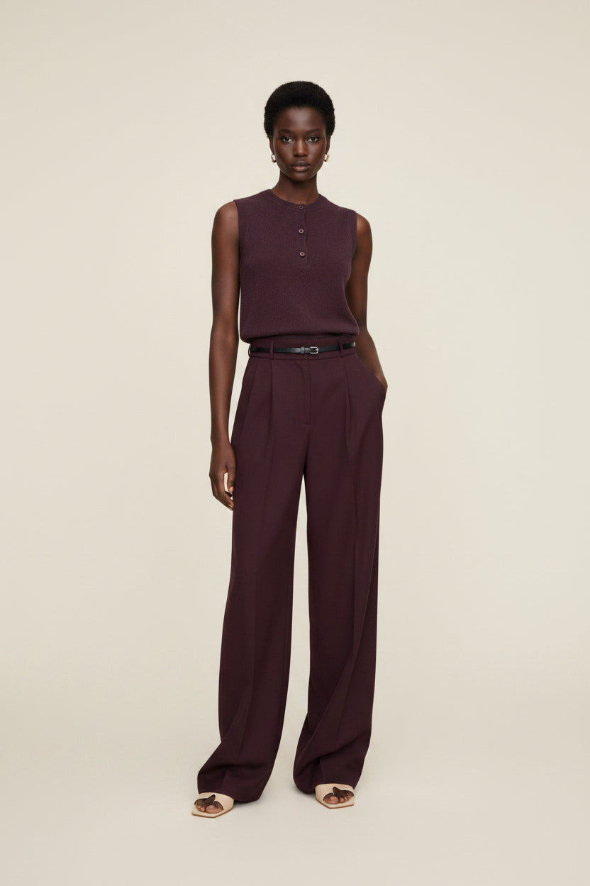 High-waisted Straight-leg Draping Suit Pants For Women