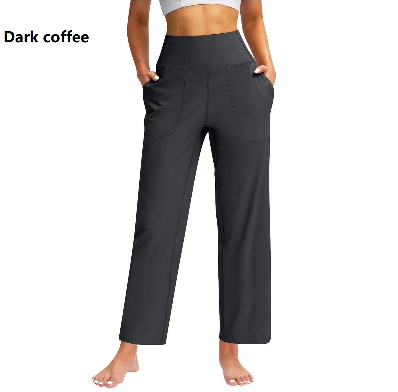 High-Waist Straight-Leg Casual Trousers