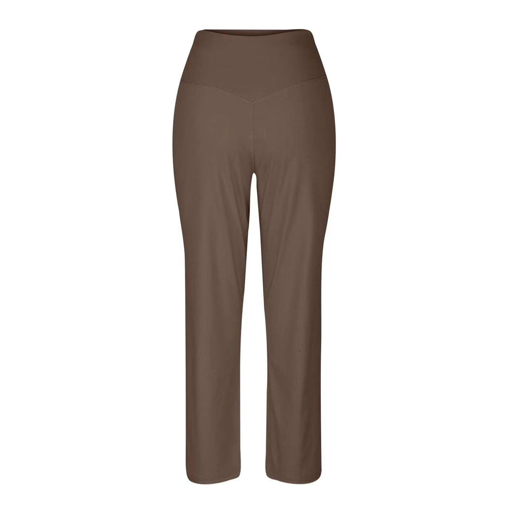 High-Waist Straight-Leg Casual Trousers