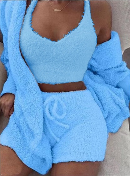 Women’s Velvet Pajama Set – 2-Piece Loungewear Vest & Culotte Pants Sleepwear | Soft, Stylish & Comfortable Homewear Set in Multiple Colors (S–XXXL)