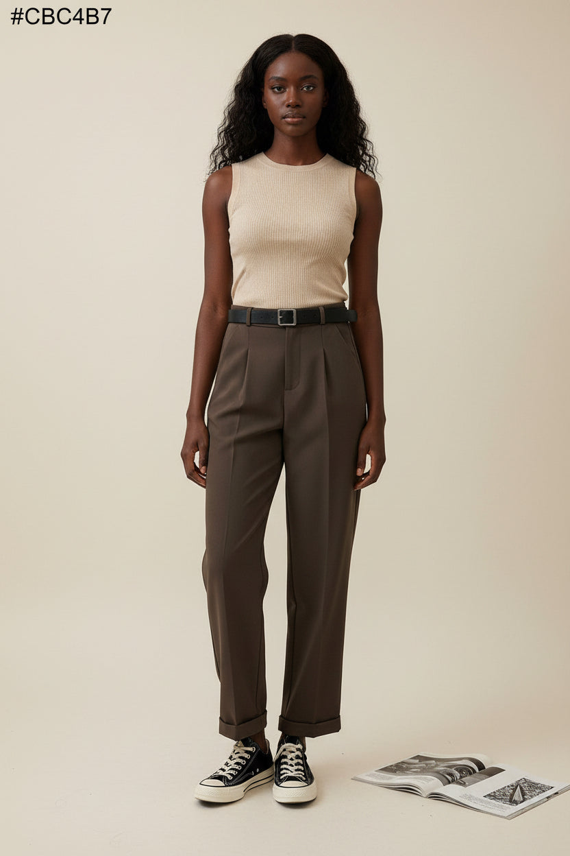 Women's Casual Suit Harem High Waist Pants With Belt