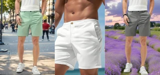 Men’s Sleek Solid Casual Shorts – Lightweight & Comfortable Cotton Shorts for Daily Wear – Pack of 3 (Green, White, Light Grey)