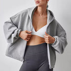 Women’s Zipper Cardigan – Loose Fit Polyester Hoodie for Autumn & Winter Casual Wear