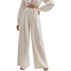 High-Waist Wide-Leg Straight Trousers