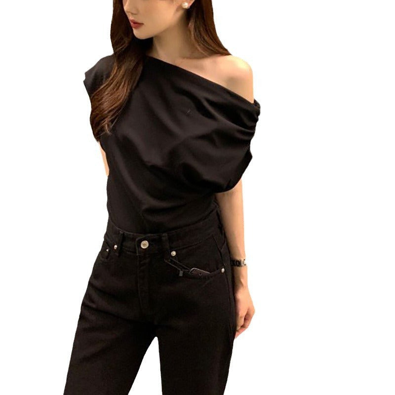 Women’s Solid Color Socialite Pullover Top – Chic Polyester Blend Blouse