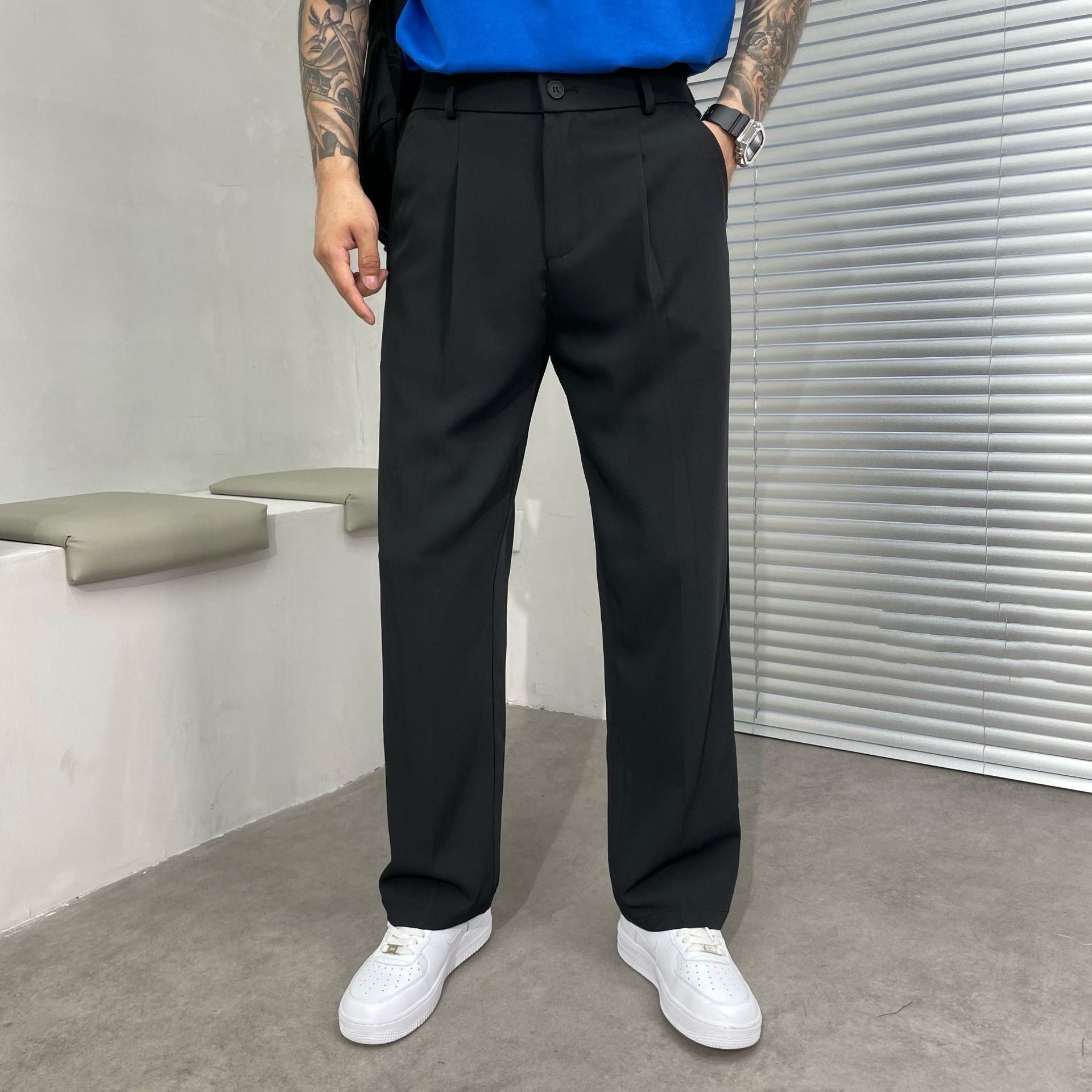 Cotton-Blend Casual Leisure Trousers