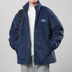 Men’s Corduroy Cardigan Coat – Korean Style Casual Outerwear Jacket | Soft Polyester Fiber, Comfortable Fit & Straight Hem Design