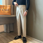 Mid-Waist Drawstring Straight Trousers
