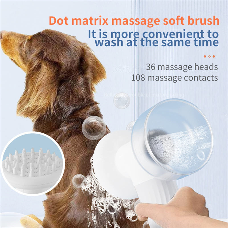Silicone Self-Foaming Pet Bath Brush with Soap Dispenser