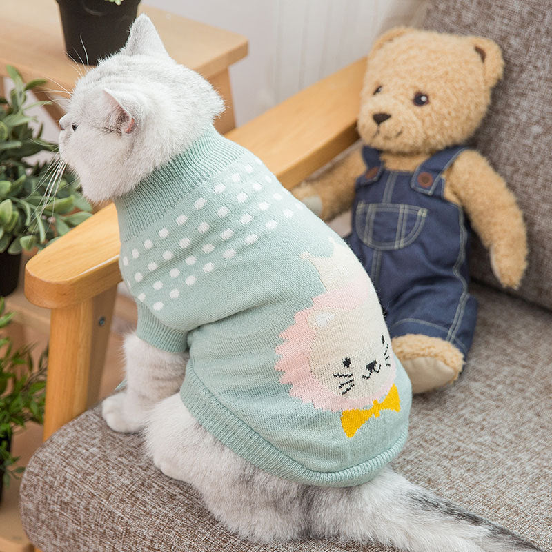 Cozy Wool Pet Sweater - Cute Animal Designs for Cats