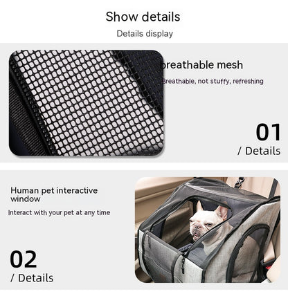 Portable Pet Travel Carrier for Dogs – Foldable Dog Car Seat & Crate