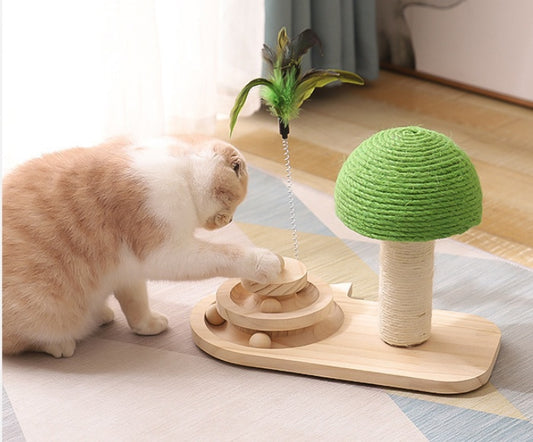 Interactive Wooden Cat Toy Ball Track - Durable and Fun Cat Exercise Roller for Healthy Playtime