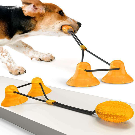 Interactive Suction Cup Dog Toy with TPR Ball – Chew Toy & Teeth Cleaning for Dogs & Cats | Tug-of-War Pet Toy
