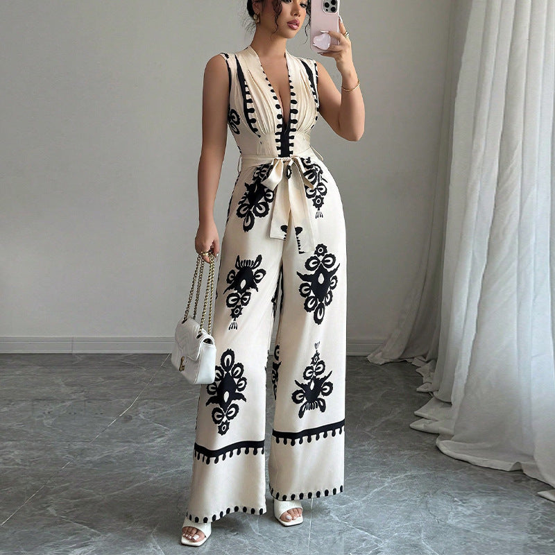 Lace-Up Apricot Jumpsuit