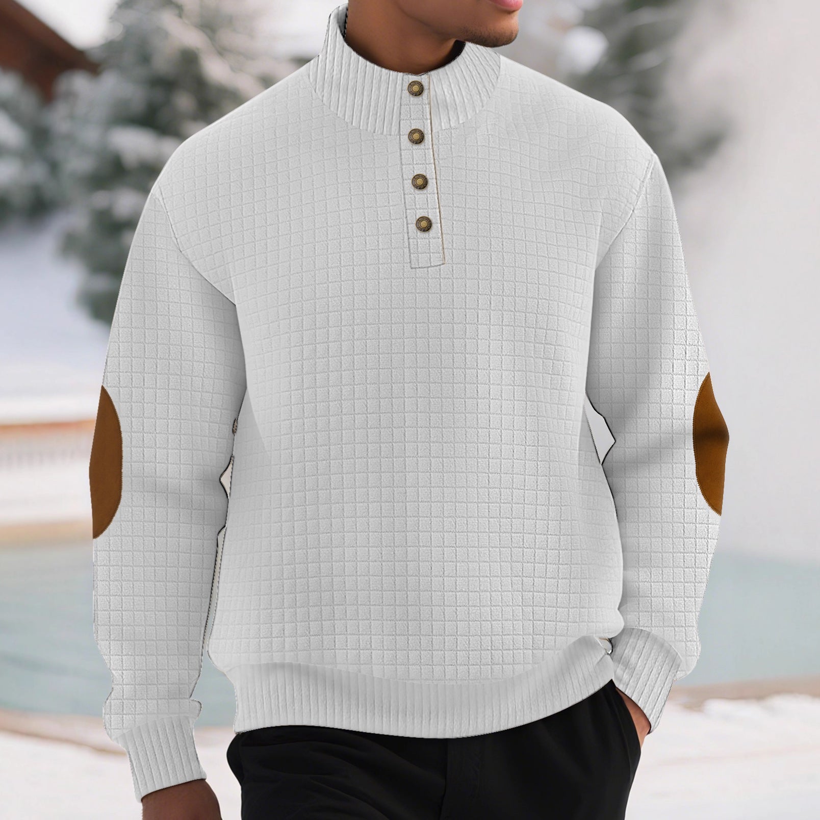Men’s Long Sleeve Pullover Sweatshirt – Lightweight Polyester Casual Top for Daily Wear