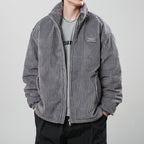 Men’s Corduroy Cardigan Coat – Korean Style Casual Outerwear Jacket | Soft Polyester Fiber, Comfortable Fit & Straight Hem Design
