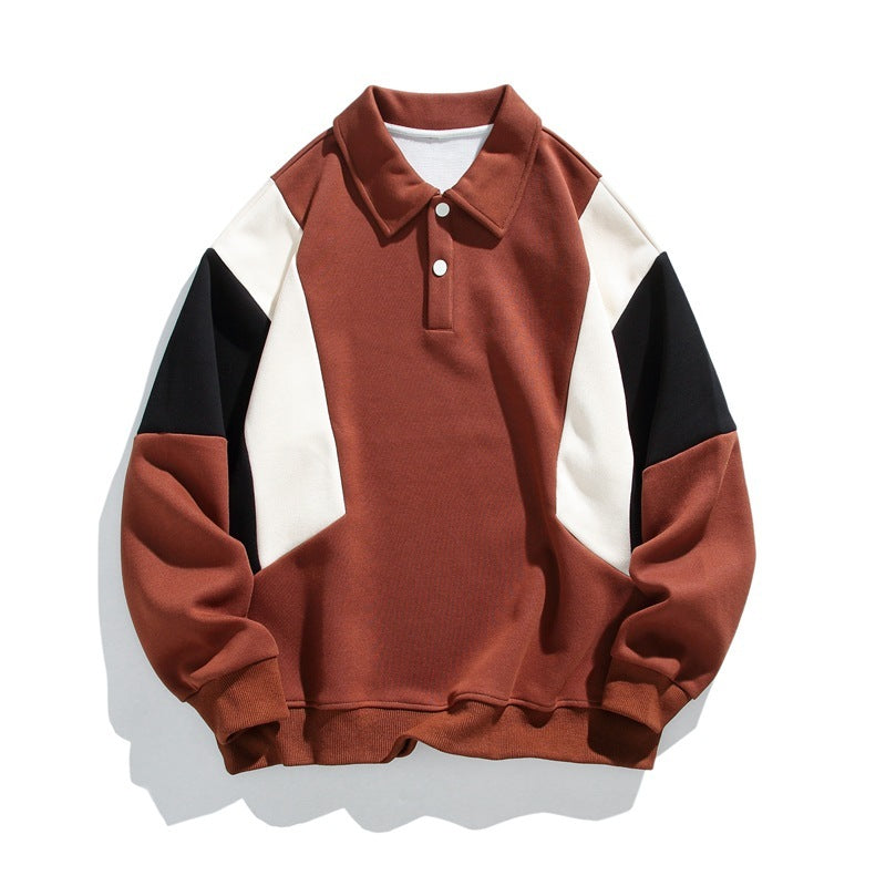 Men’s Striped Loose Fit Sweater – Casual Long Sleeve Polyester Pullover for Everyday Wear