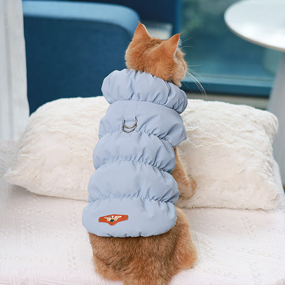 Black Wool Cat Sweater with High Collar – Cozy Polyester Pet Clothing for Cats