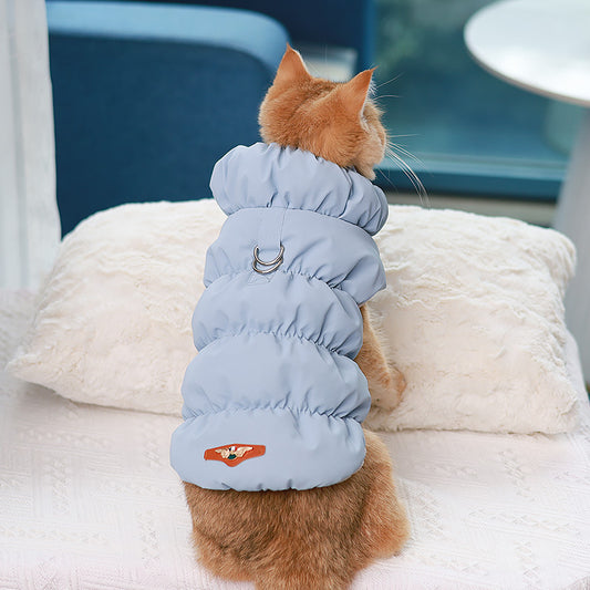 Black Wool Cat Sweater with High Collar – Cozy Polyester Pet Clothing for Cats