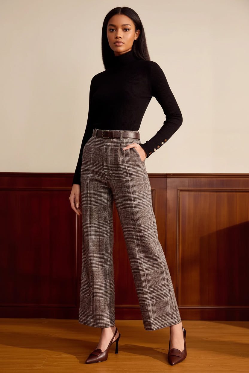 Wool Plaid Pants Womens New Autumnwinter Style For Petite Figures