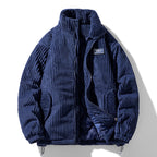 Men’s Corduroy Cardigan Coat – Korean Style Casual Outerwear Jacket | Soft Polyester Fiber, Comfortable Fit & Straight Hem Design