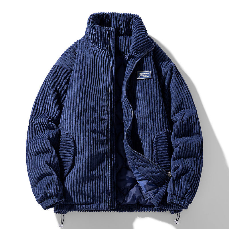 Men’s Corduroy Cardigan Coat – Korean Style Casual Outerwear Jacket | Soft Polyester Fiber, Comfortable Fit & Straight Hem Design