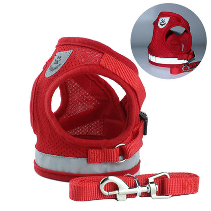 Adjustable Breathable Pet Harness with Leash Set – No Pull Dog Vest for Small, Medium, and Large Dogs