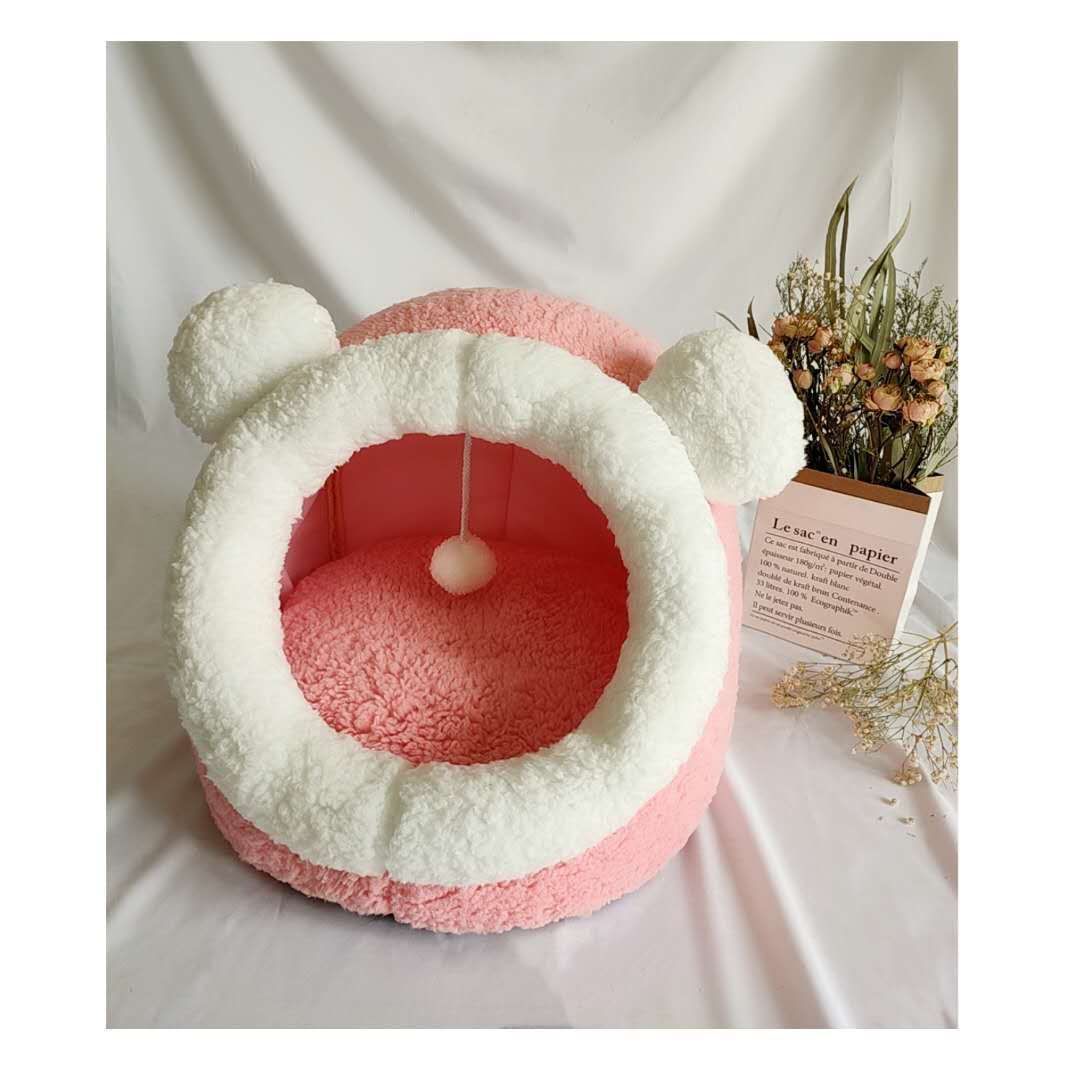 Cute Animal Plush Toys for Cats - Soft & Cozy Bedding Mat for Small Cats (Up to 6 Kg) - Pink Mickey, Camel, Grey Squirrel, Flat Head & Pink Ear Cat Designs
