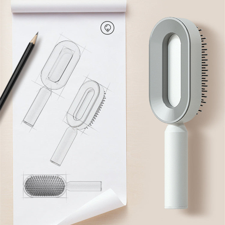 Self-Cleaning Scalp Massage Hair Brush – 3D Air Cushion Anti-Static Detangling Comb for All Hair Types | Pain-Free, No-Pull Hair Brush for Healthy Hair Growth & Frizz-Free Styling
