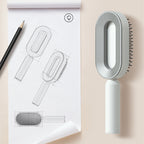 Self-Cleaning Scalp Massage Hair Brush – 3D Air Cushion Anti-Static Detangling Comb for All Hair Types | Pain-Free, No-Pull Hair Brush for Healthy Hair Growth & Frizz-Free Styling