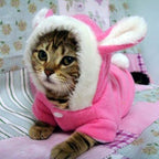 Warme fleece kattenhoodie – schattig konijnenkostuum voor katten en kleine honden | Winterjas voor huisdieren