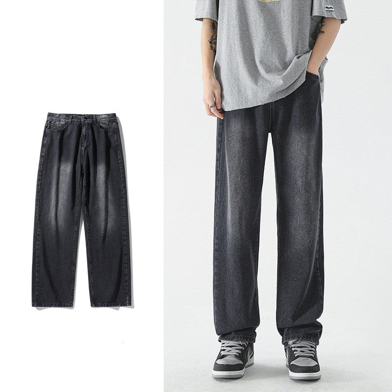 Mid-Waist Straight-Fit Cotton Jeans