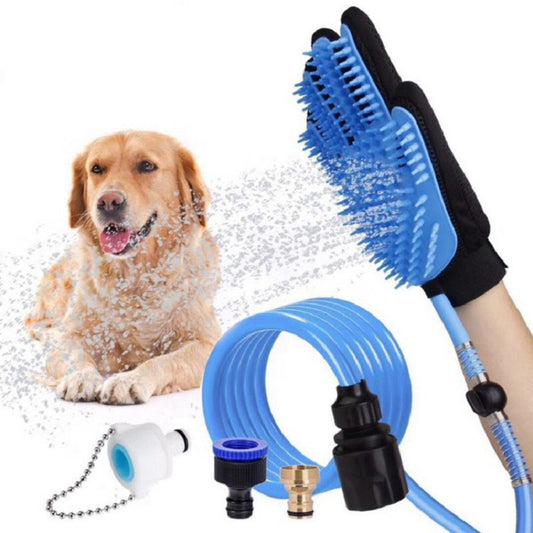 Professional Pet Bathing and Massaging Shower Sprayer with Gloves – Adjustable Handheld Dog, Cat & Horse Grooming Tool