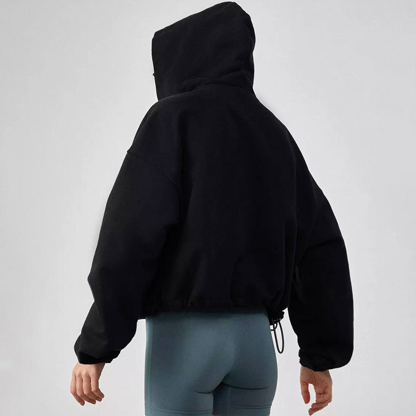 Women’s Zipper Cardigan – Loose Fit Polyester Hoodie for Autumn & Winter Casual Wear