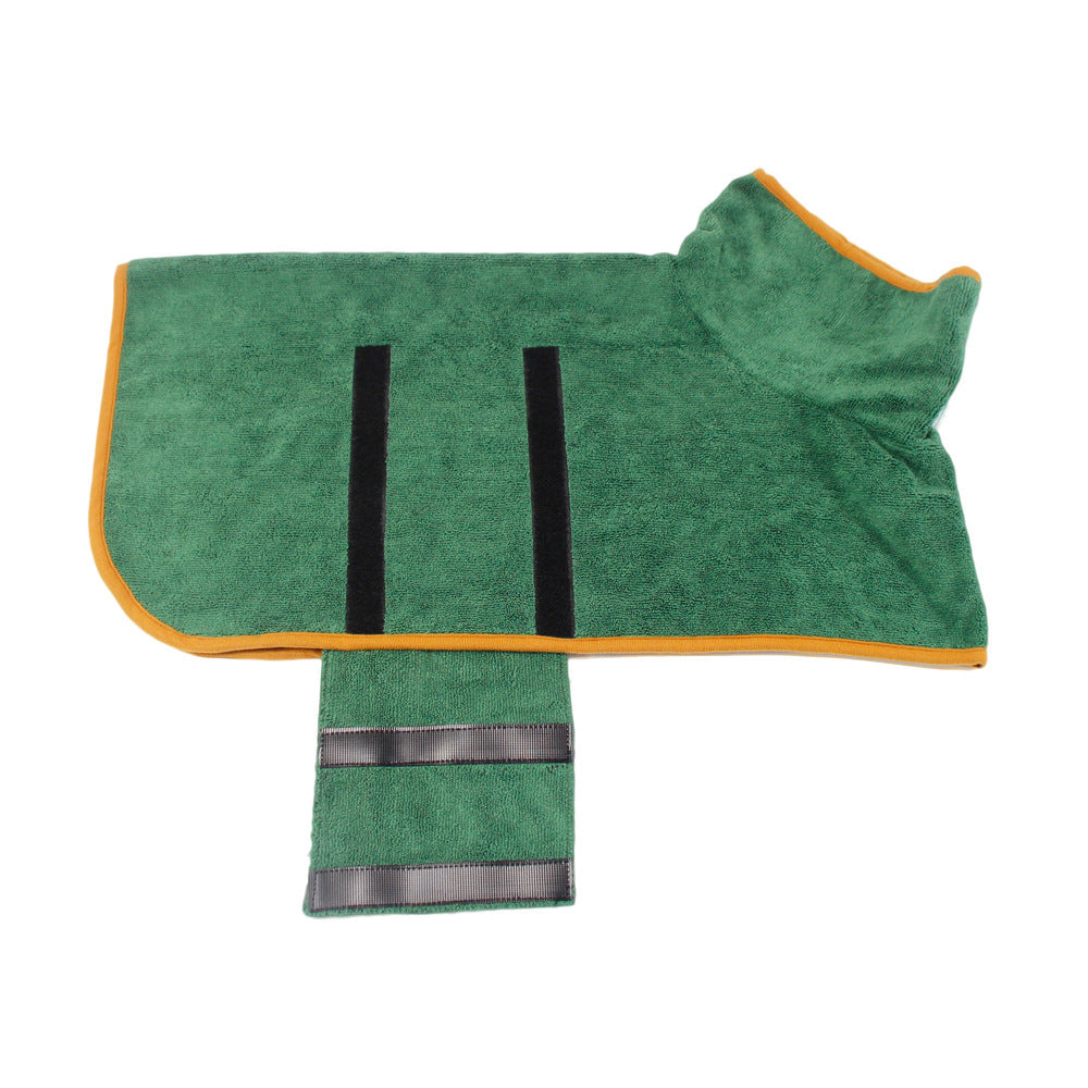 Super Absorbent Dog Bathrobe Towel – Fast Drying Microfiber Pet Drying Coat with Adjustable Neck & Chest Straps – Moisture-Wicking & Soft Dog Towel Robe