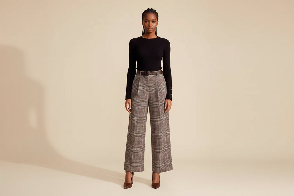 Wool Plaid Pants Womens New Autumnwinter Style For Petite Figures