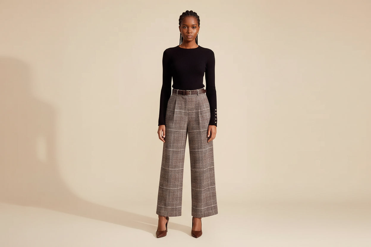 Wool Plaid Pants Womens New Autumnwinter Style For Petite Figures