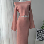 Women’s Solid Color Long Sleeve Sweater & Skirt Set – Acrylic Korean Casual Two-Piece Outfi