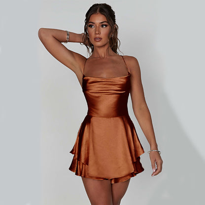 Women's Sleeveless A-Line Backless Dress – Elegant Sling Style in Multiple Colors
