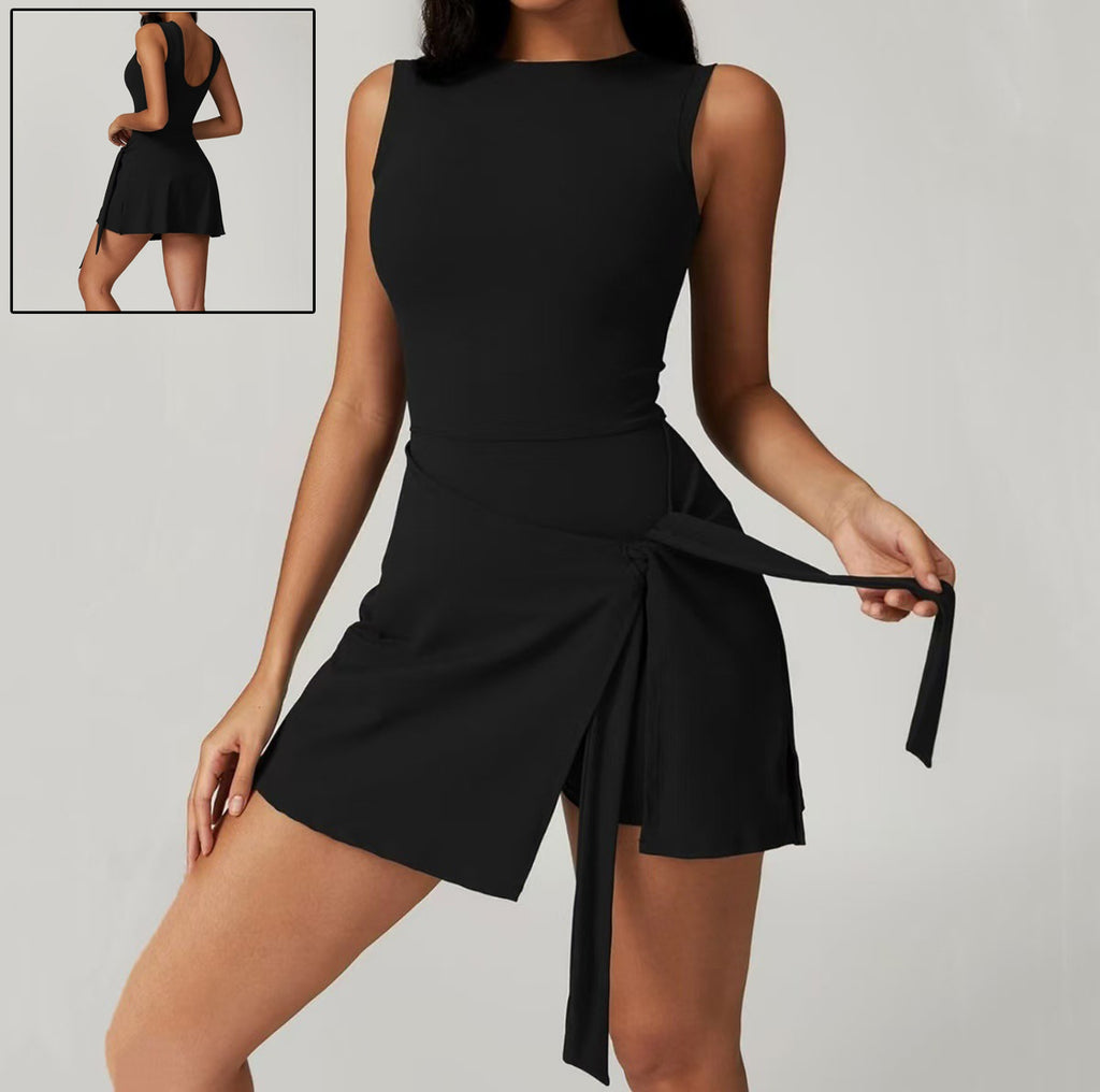 Women’s Solid Color Fitness & Running Dress – Stylish Activewear for Everyday Comfort