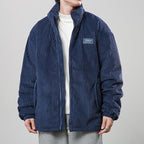 Men’s Corduroy Cardigan Coat – Korean Style Casual Outerwear Jacket | Soft Polyester Fiber, Comfortable Fit & Straight Hem Design