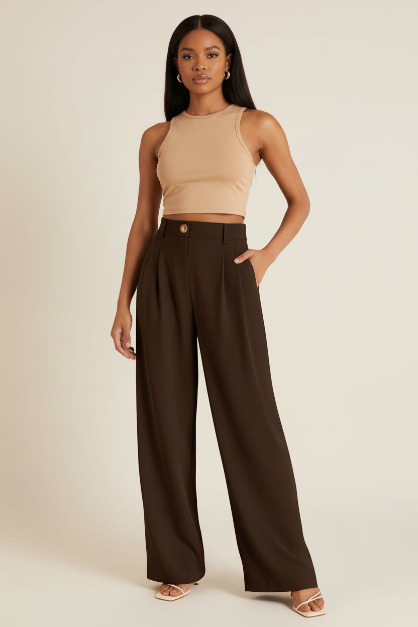 High-Waist Wide-Leg Trousers