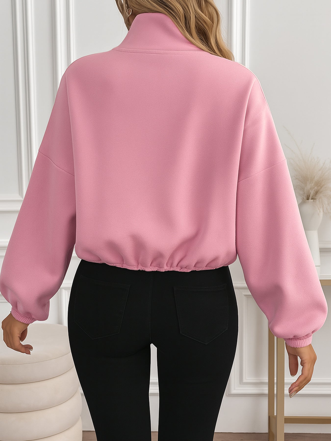 Women’s Plus Size Pink Cardigan – Long Sleeve Polyester Knit Sweater for Everyday Casual Wear