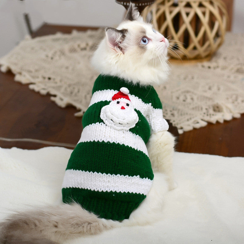 Handmade Wool Pet Sweater – Warm & Stylish Striped Dog & Cat Sweater for Winter