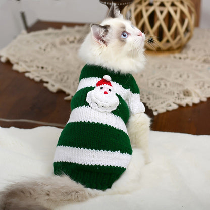 Handmade Wool Pet Sweater – Warm & Stylish Striped Dog & Cat Sweater for Winter