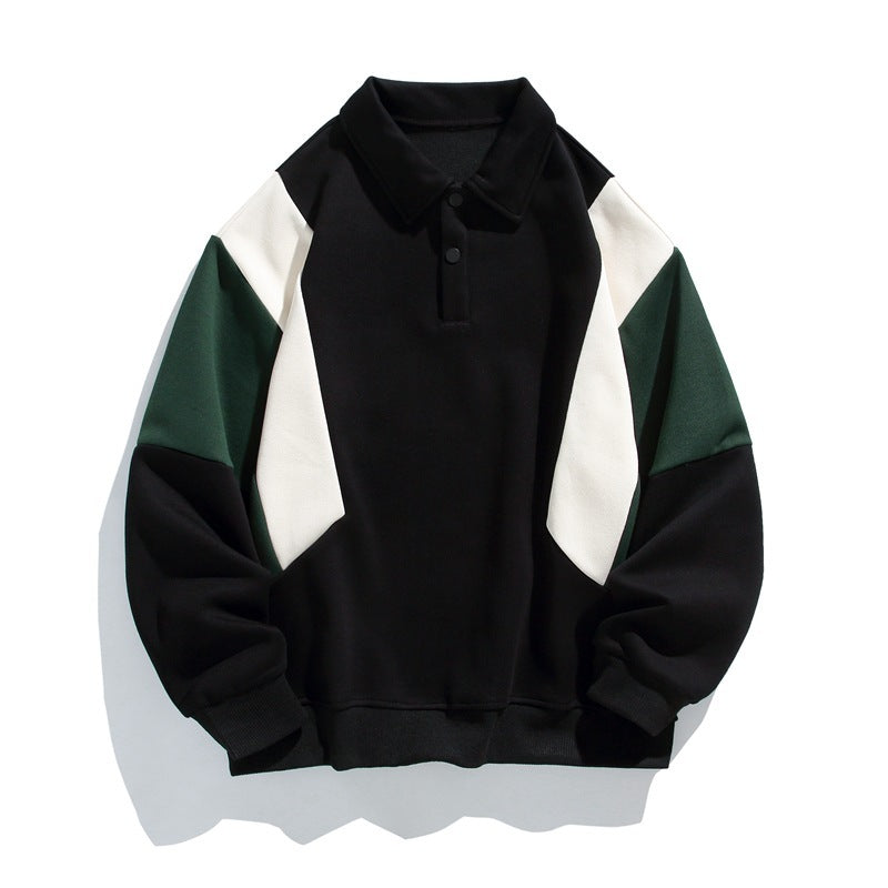 Men’s Striped Loose Fit Sweater – Casual Long Sleeve Polyester Pullover for Everyday Wear